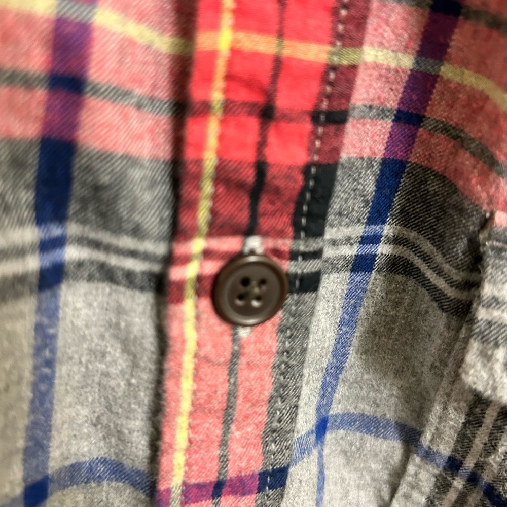 Lucky Brand Men's Blue Red Plaid Flannel Long Sleeve Button Down Pocket Shirt L - Picture 7 of 8